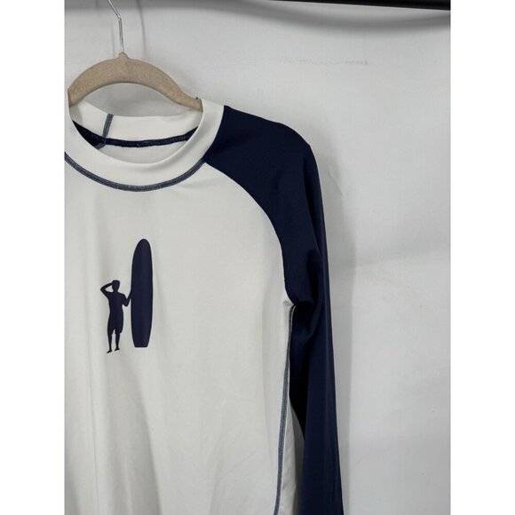 Johnnie O Zuma Swim Top Boys 14 White Blue Surf Ocean Pool Beach Vacation - Picture 7 of 9